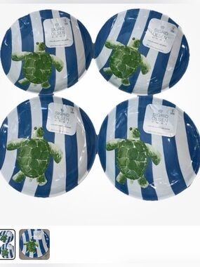 New SIGRID OLSEN MELAMINE Giant Sea Turtle Outdoor 7.5” Salad Bowls Set of 4